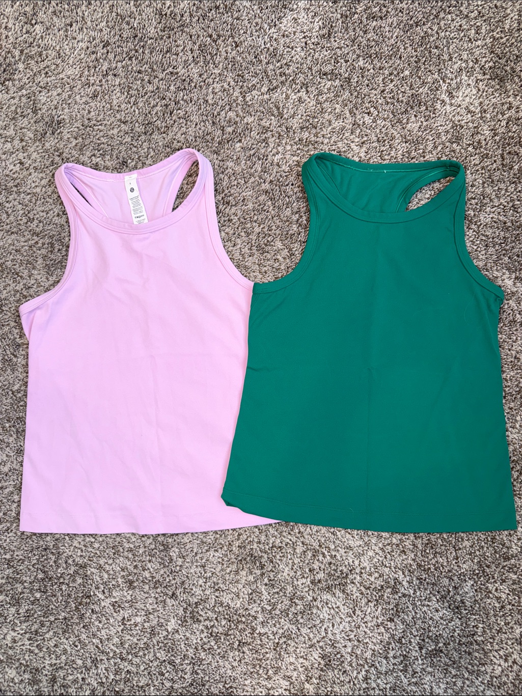 Lululemon Athletica Racerback Tank Pair - Light Pink & Green